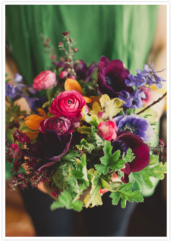 lovely bachelorette party florals in jewel tones by Gorgeous and Green