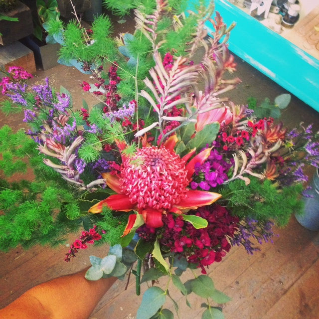 Beautiful hand tied bouquets for awards at CCA in Oakland by Gorgeous and Green