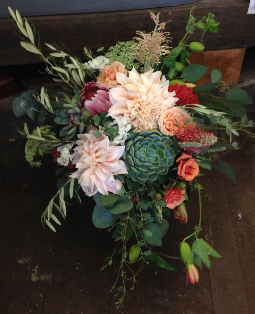 Succulents and blooms for a wedding