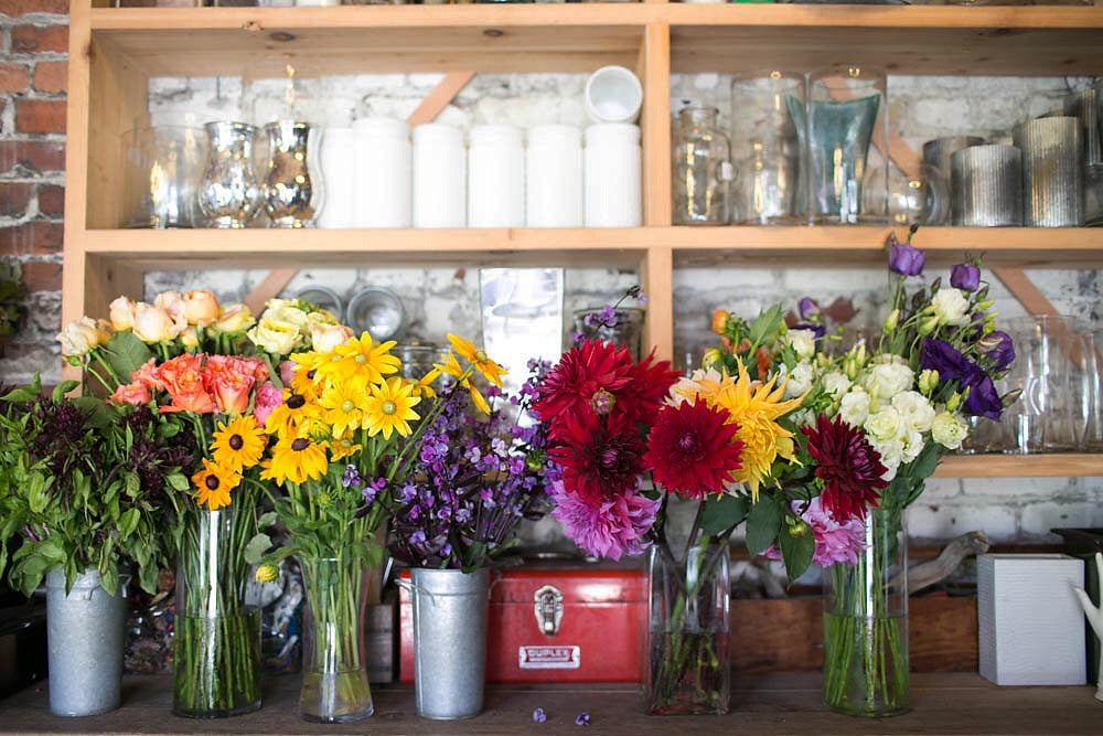 Local and Organic Flowers Set up in the Gorgeous and Green Studio